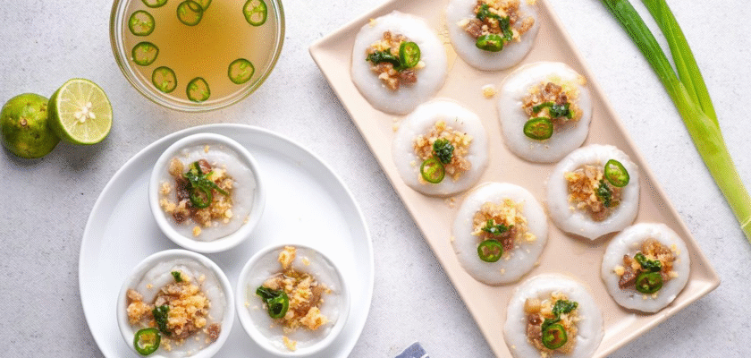 Vietnamese savory steamed rice cake